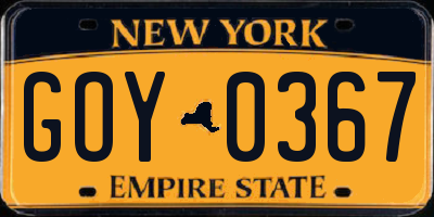 NY license plate GOY0367