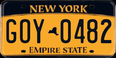 NY license plate GOY0482