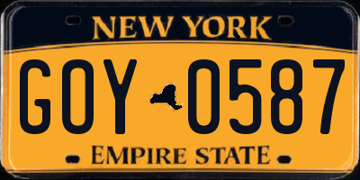 NY license plate GOY0587