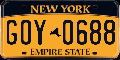 NY license plate GOY0688