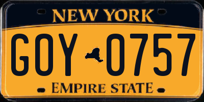 NY license plate GOY0757