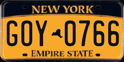 NY license plate GOY0766