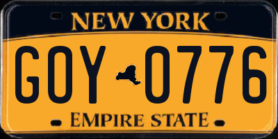 NY license plate GOY0776