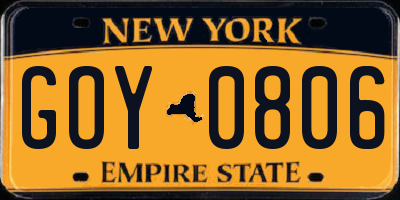 NY license plate GOY0806