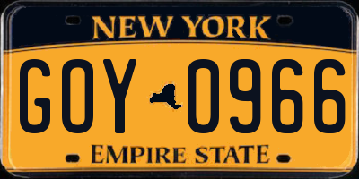 NY license plate GOY0966