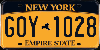 NY license plate GOY1028