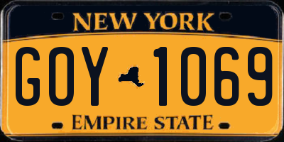 NY license plate GOY1069