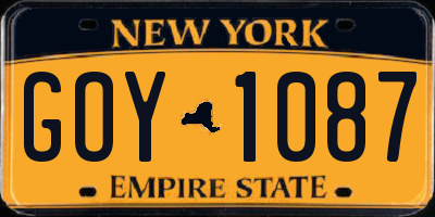 NY license plate GOY1087