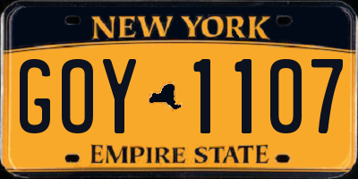 NY license plate GOY1107