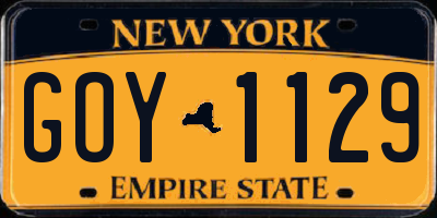 NY license plate GOY1129