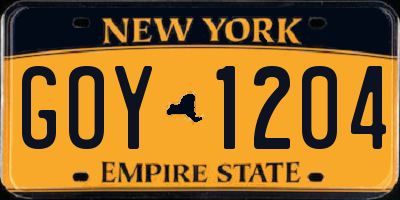 NY license plate GOY1204
