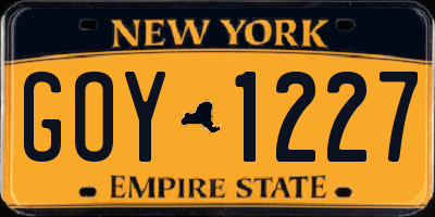 NY license plate GOY1227