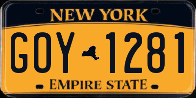 NY license plate GOY1281