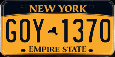 NY license plate GOY1370