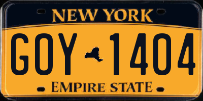 NY license plate GOY1404