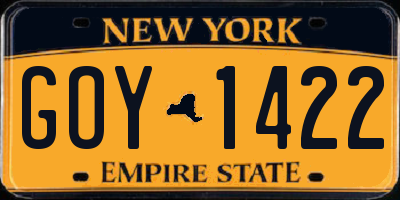 NY license plate GOY1422