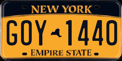 NY license plate GOY1440