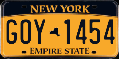 NY license plate GOY1454