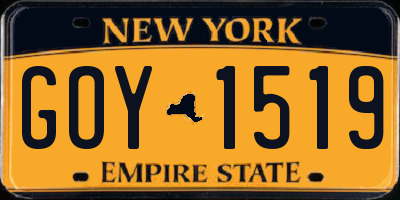 NY license plate GOY1519