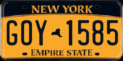 NY license plate GOY1585