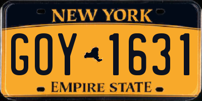 NY license plate GOY1631