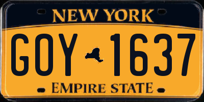 NY license plate GOY1637