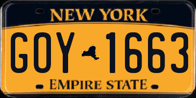 NY license plate GOY1663