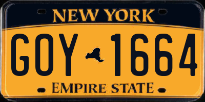 NY license plate GOY1664