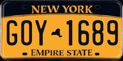 NY license plate GOY1689