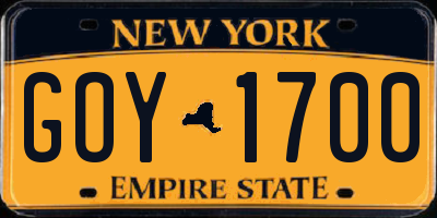 NY license plate GOY1700