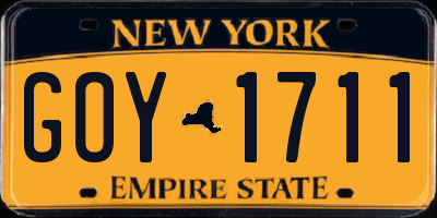 NY license plate GOY1711