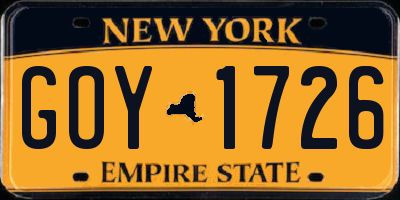NY license plate GOY1726
