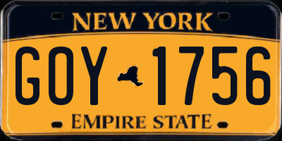 NY license plate GOY1756