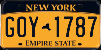 NY license plate GOY1787