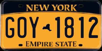 NY license plate GOY1812