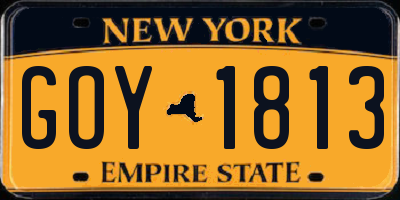 NY license plate GOY1813