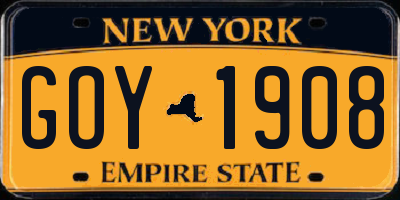 NY license plate GOY1908