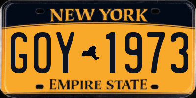 NY license plate GOY1973