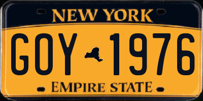 NY license plate GOY1976