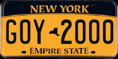 NY license plate GOY2000