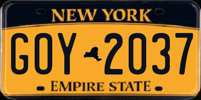 NY license plate GOY2037