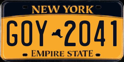 NY license plate GOY2041
