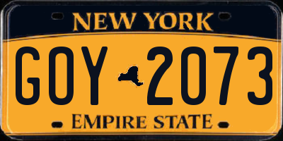 NY license plate GOY2073