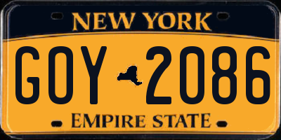NY license plate GOY2086