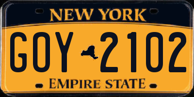 NY license plate GOY2102