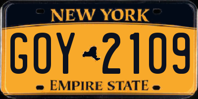 NY license plate GOY2109