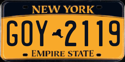 NY license plate GOY2119