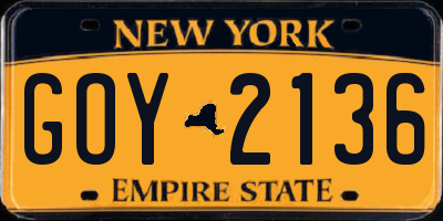 NY license plate GOY2136
