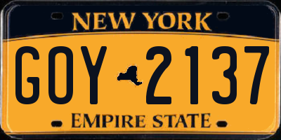 NY license plate GOY2137