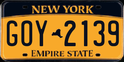 NY license plate GOY2139